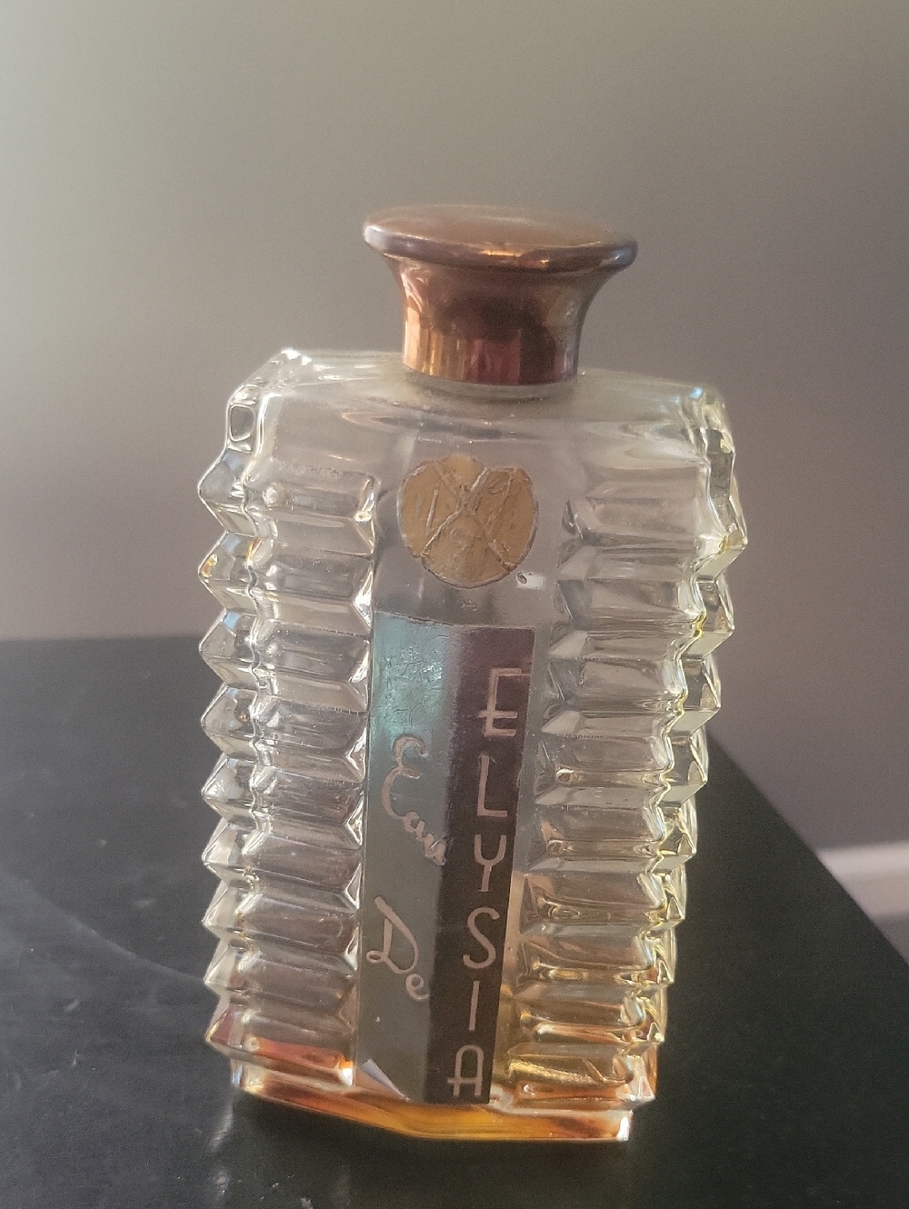 Elysia Vintage Glass Perfume Bottle with Gold Accents